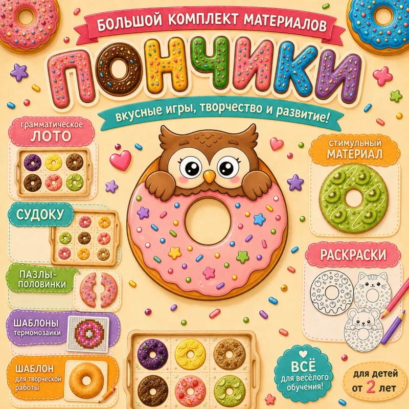 Комплект дидактических материалов Пончики