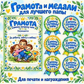 Грамота и медали «Самому лучшему папе»
